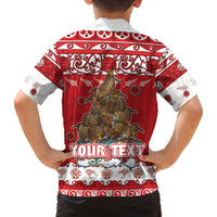 Personalised New Zealand Christmas In July Family Matching Tank Maxi Dress and Hawaiian Shirt Maori Kiwi Xmas Tree - Red