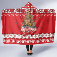 New Zealand Christmas In July Hooded Blanket Maori Kiwi Xmas Tree - Red