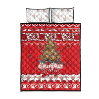New Zealand Christmas In July Quilt Bed Set Maori Kiwi Xmas Tree - Red