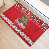 New Zealand Christmas In July Rubber Doormat Maori Kiwi Xmas Tree - Red