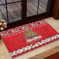 New Zealand Christmas In July Rubber Doormat Maori Kiwi Xmas Tree - Red