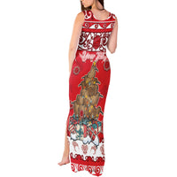 Personalised New Zealand Christmas In July Tank Maxi Dress Maori Kiwi Xmas Tree - Red