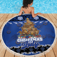 New Zealand July Christmas Beach Blanket Maori Kiwi Xmas Tree - Blue LT05 - Polynesian Pride