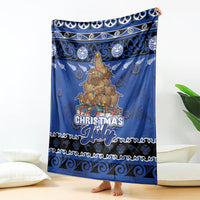 New Zealand July Christmas Blanket Maori Kiwi Xmas Tree - Blue LT05 - Polynesian Pride