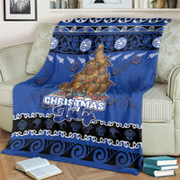 New Zealand July Christmas Blanket Maori Kiwi Xmas Tree - Blue LT05 - Polynesian Pride