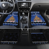 Personalised New Zealand July Christmas Car Mats Maori Kiwi Xmas Tree - Blue LT05 Set 4pcs Blue - Polynesian Pride