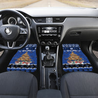 Personalised New Zealand July Christmas Car Mats Maori Kiwi Xmas Tree - Blue LT05 Set 2pcs - Front Blue - Polynesian Pride