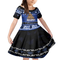 Personalised New Zealand July Christmas Family Matching Mermaid Dress and Hawaiian Shirt Maori Kiwi Xmas Tree - Blue