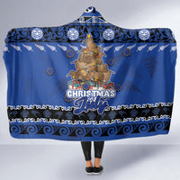 New Zealand July Christmas Hooded Blanket Maori Kiwi Xmas Tree - Blue LT05 - Polynesian Pride