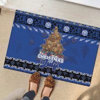 New Zealand July Christmas Rubber Doormat Maori Kiwi Xmas Tree - Blue LT05 - Polynesian Pride