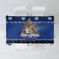 New Zealand July Christmas Tablecloth Maori Kiwi Xmas Tree - Blue LT05 Blue - Polynesian Pride