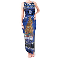 Personalised New Zealand July Christmas Tank Maxi Dress Maori Kiwi Xmas Tree - Blue LT05 Women Blue - Polynesian Pride