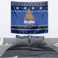 New Zealand July Christmas Tapestry Maori Kiwi Xmas Tree - Blue LT05 - Polynesian Pride