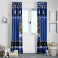 New Zealand July Christmas Window Curtain Maori Kiwi Xmas Tree - Blue LT05 - Polynesian Pride