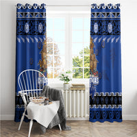 New Zealand July Christmas Window Curtain Maori Kiwi Xmas Tree - Blue LT05 - Polynesian Pride