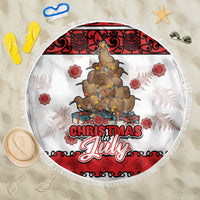 New Zealand July Christmas Beach Blanket Maori Kiwi Xmas Tree - White LT05 One Size 150cm White - Polynesian Pride