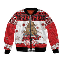 Personalised New Zealand July Christmas Bomber Jacket Maori Kiwi Xmas Tree - White LT05 Unisex White - Polynesian Pride