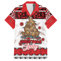 Personalised New Zealand July Christmas Family Matching Long Sleeve Bodycon Dress and Hawaiian Shirt Maori Kiwi Xmas Tree - White