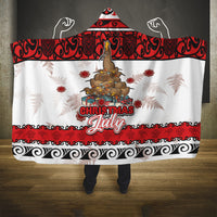 New Zealand July Christmas Hooded Blanket Maori Kiwi Xmas Tree - White LT05 One Size White - Polynesian Pride