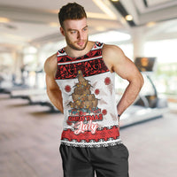 Personalised New Zealand July Christmas Men Tank Top Maori Kiwi Xmas Tree - White LT05 White - Polynesian Pride