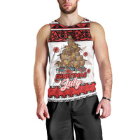 Personalised New Zealand July Christmas Men Tank Top Maori Kiwi Xmas Tree - White LT05 - Polynesian Pride