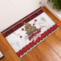 New Zealand July Christmas Rubber Doormat Maori Kiwi Xmas Tree - White LT05 White - Polynesian Pride