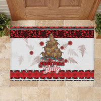 New Zealand July Christmas Rubber Doormat Maori Kiwi Xmas Tree - White LT05 - Polynesian Pride