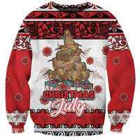 Personalised New Zealand July Christmas Sweatshirt Maori Kiwi Xmas Tree - White LT05 Unisex White - Polynesian Pride