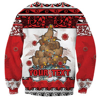 Personalised New Zealand July Christmas Sweatshirt Maori Kiwi Xmas Tree - White LT05 - Polynesian Pride