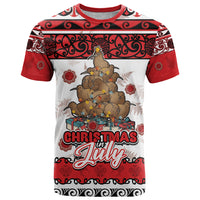 Personalised New Zealand July Christmas T Shirt Maori Kiwi Xmas Tree - White