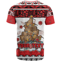 Personalised New Zealand July Christmas T Shirt Maori Kiwi Xmas Tree - White