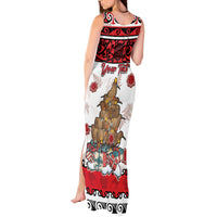 Personalised New Zealand July Christmas Tank Maxi Dress Maori Kiwi Xmas Tree - White LT05 - Polynesian Pride