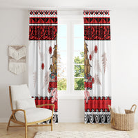 New Zealand July Christmas Window Curtain Maori Kiwi Xmas Tree - White LT05 - Polynesian Pride