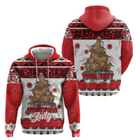 Personalised New Zealand July Christmas Zip Hoodie Maori Kiwi Xmas Tree - White