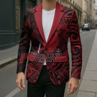 Hawaii King Kamehameha Blazer With Hawaiian Ipu Motifs Red Version LT05 - Polynesian Pride