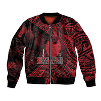 Hawaii King Kamehameha Bomber Jacket With Hawaiian Ipu Motifs Red Version LT05 Unisex Red - Polynesian Pride