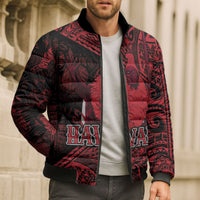 Hawaii King Kamehameha Bomber Puffer Jacket With Hawaiian Ipu Motifs Red Version LT05 - Polynesian Pride