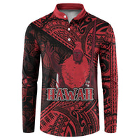Hawaii King Kamehameha Button Sweatshirt With Hawaiian Ipu Motifs Red Version LT05 Red - Polynesian Pride