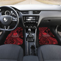 Hawaii King Kamehameha Car Mats With Hawaiian Ipu Motifs Red Version LT05 Set 2pcs - Front Red - Polynesian Pride