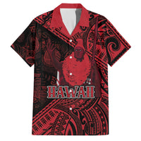 Hawaii King Kamehameha Family Matching Summer Maxi Dress and Hawaiian Shirt With Hawaiian Ipu Motifs Red Version