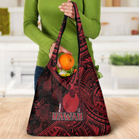 Hawaii King Kamehameha Grocery Bag With Hawaiian Ipu Motifs Red Version LT05 - Polynesian Pride