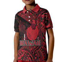 Hawaii King Kamehameha Kid Polo Shirt With Hawaiian Ipu Motifs Red Version LT05 Kid Red - Polynesian Pride