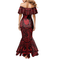 Hawaii King Kamehameha Mermaid Dress With Hawaiian Ipu Motifs Red Version LT05 - Polynesian Pride