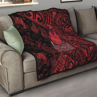 Hawaii King Kamehameha Quilt With Hawaiian Ipu Motifs Red Version LT05 - Polynesian Pride