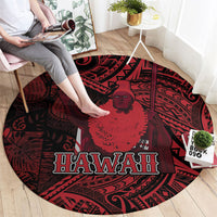 Hawaii King Kamehameha Round Carpet With Hawaiian Ipu Motifs Red Version LT05 - Polynesian Pride