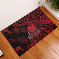 Hawaii King Kamehameha Rubber Doormat With Hawaiian Ipu Motifs Red Version LT05 - Polynesian Pride