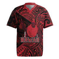 Hawaii King Kamehameha Rugby Jersey With Hawaiian Ipu Motifs Red Version LT05 Red - Polynesian Pride