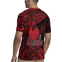 Hawaii King Kamehameha Rugby Jersey With Hawaiian Ipu Motifs Red Version LT05 - Polynesian Pride