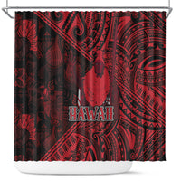 Hawaii King Kamehameha Shower Curtain With Hawaiian Ipu Motifs Red Version LT05 Red - Polynesian Pride