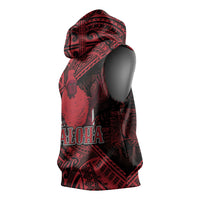 Hawaii King Kamehameha Sleeveless Hoodie With Hawaiian Ipu Motifs Red Version LT05 - Polynesian Pride